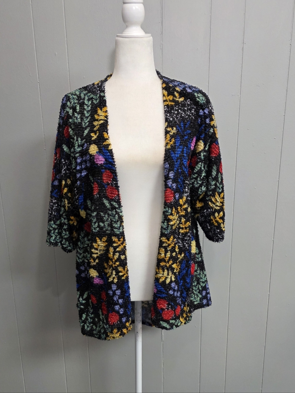 Lularoe Black Floral Cardigan Size S